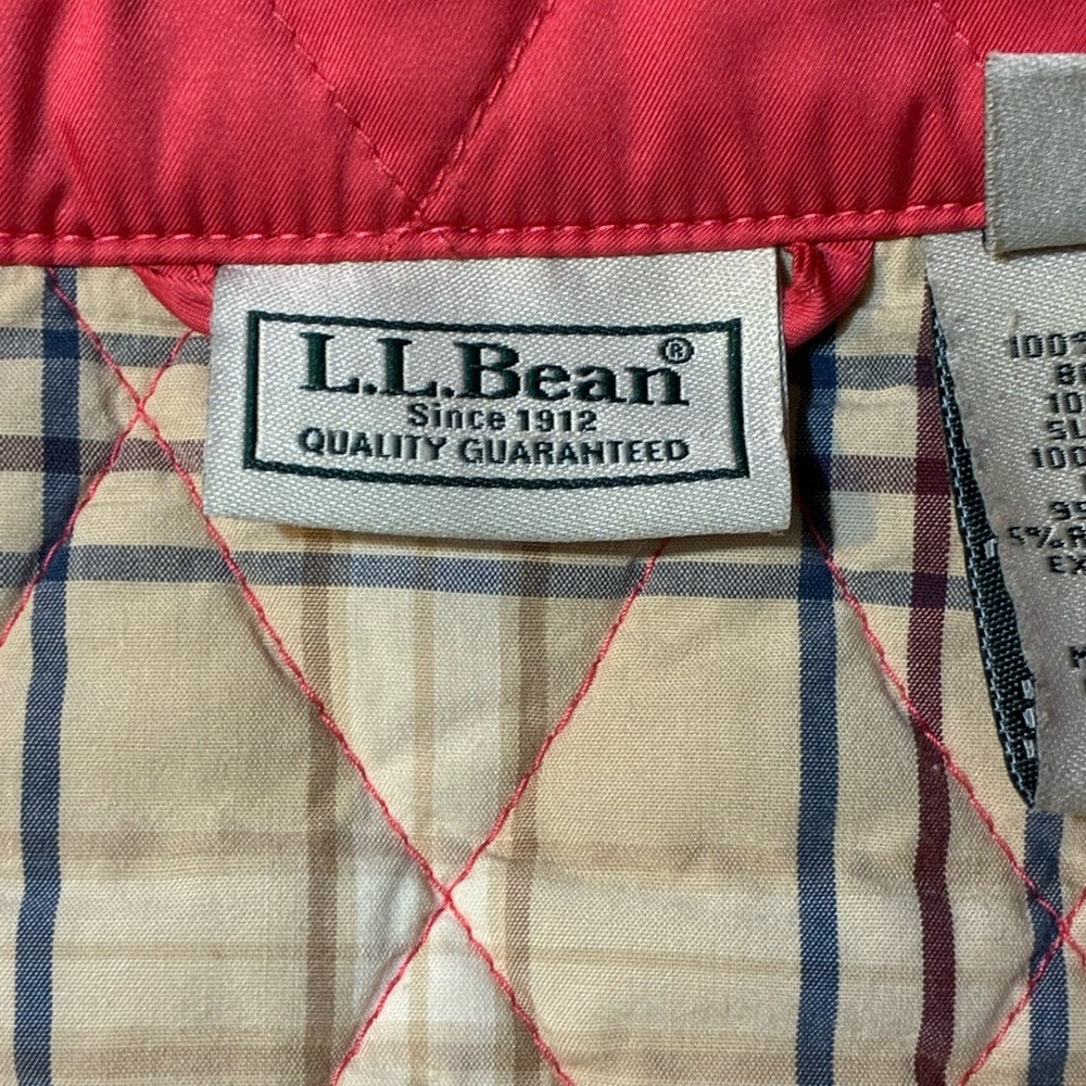 LL Bean Diamond Quilted Plaid Lining coral Women’s Riding Jacket Small 268156 - Picture 9 of 12